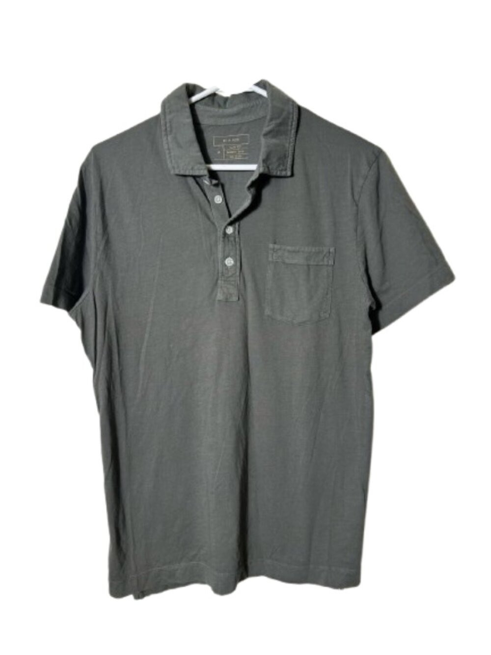 Billy Reid gray green slim fit garment dyed pocket polo shirt men's M
